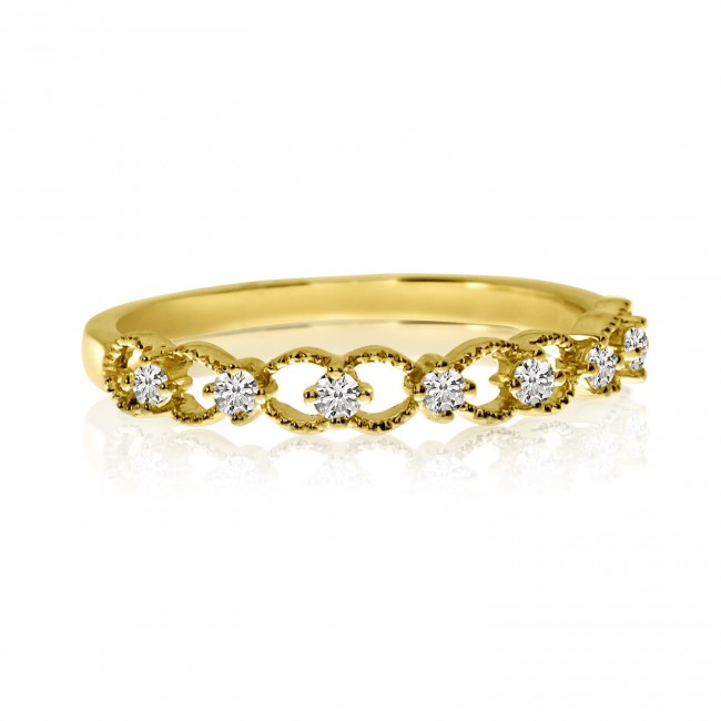 14K Yellow Gold Diamond Braided Stackable Band