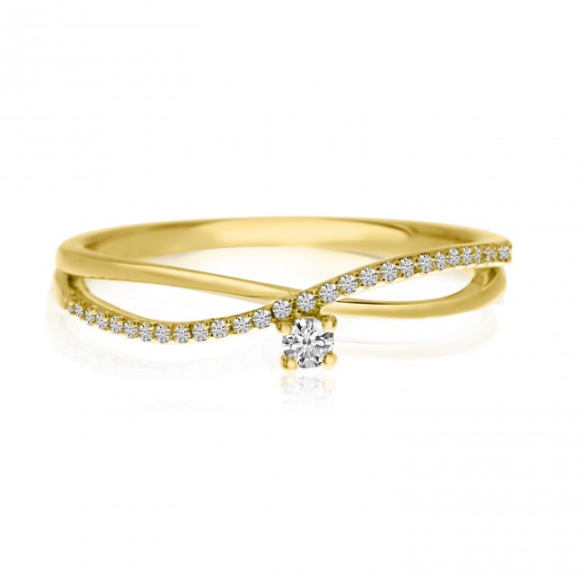 14K Yellow Gold Diamond Bypass Stackable Ring