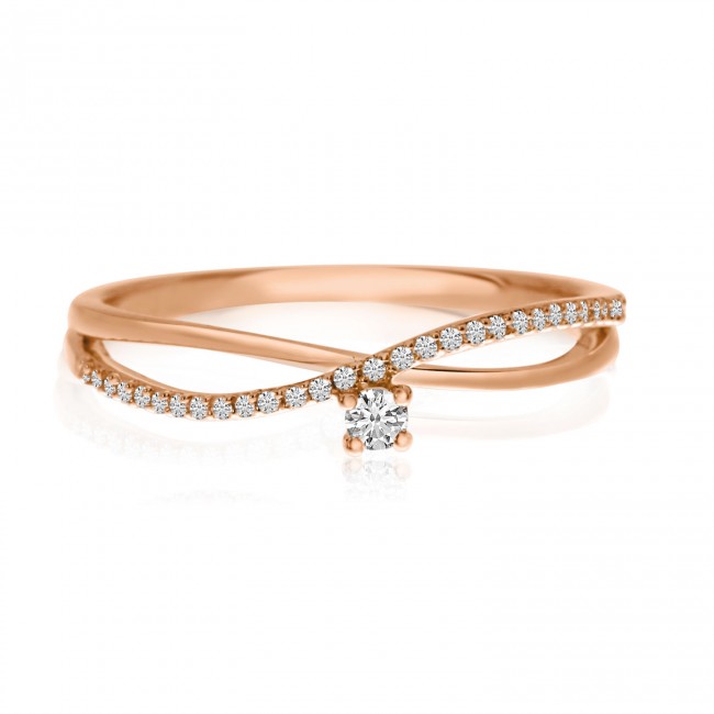 14K Rose Gold Diamond Bypass Stackable Ring