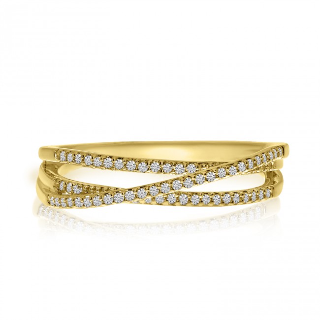 14K Yellow Gold Diamond Overpass Stackable Ring