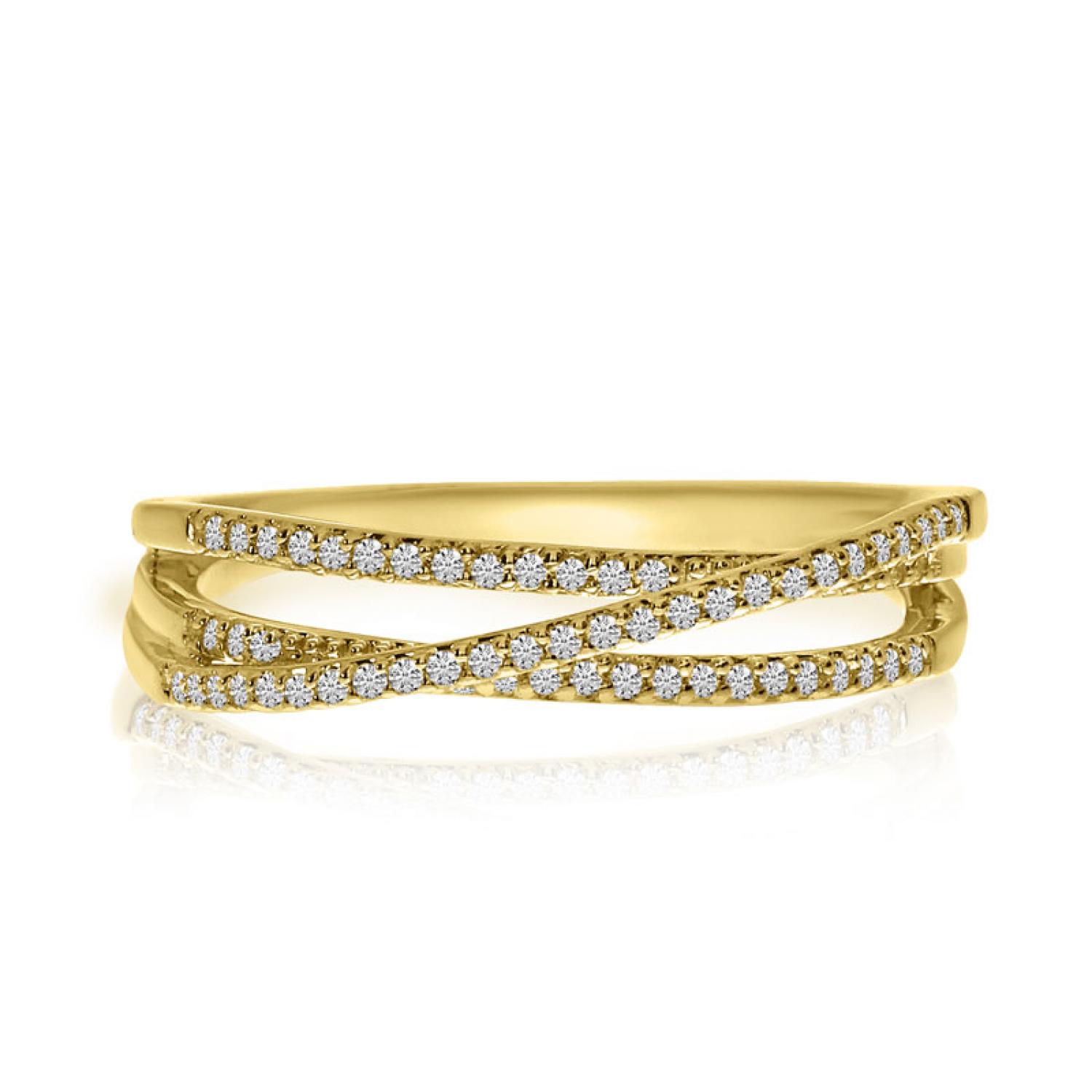 14K Yellow Gold Diamond Overpass Stackable Ring