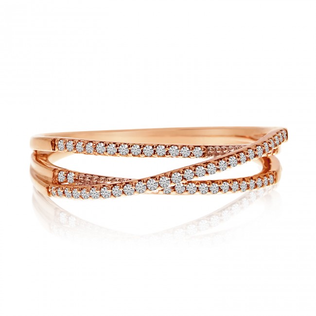 14K Rose Gold Diamond Overpass Stackable Ring