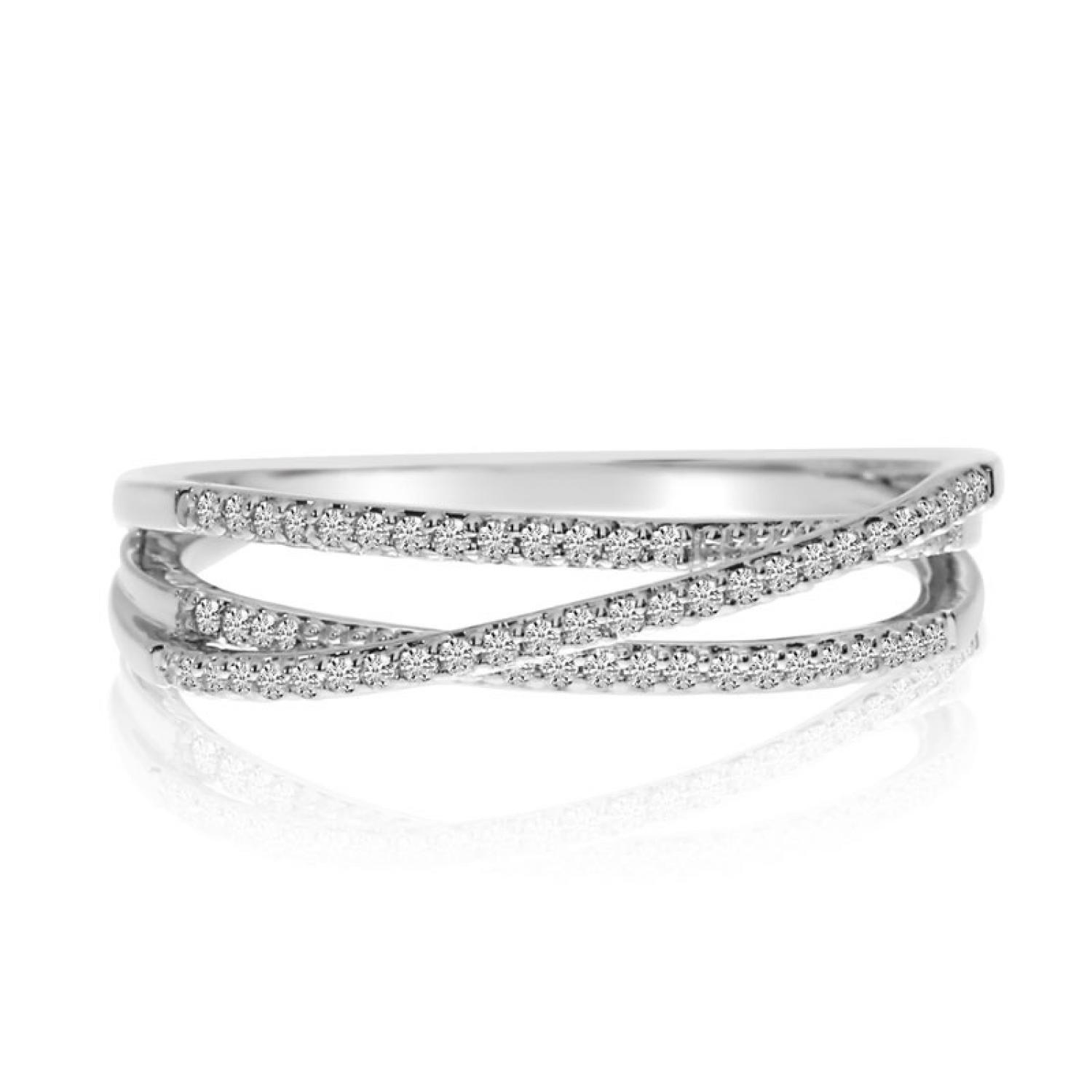 14K White Gold Diamond Overpass Stackable Ring