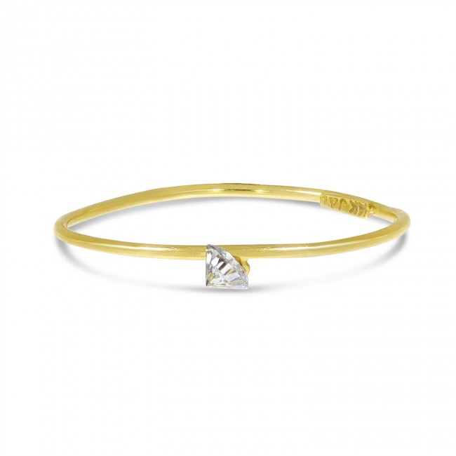 14K Yellow Gold Dashing Diamond Pierced Diamond Wire Ring