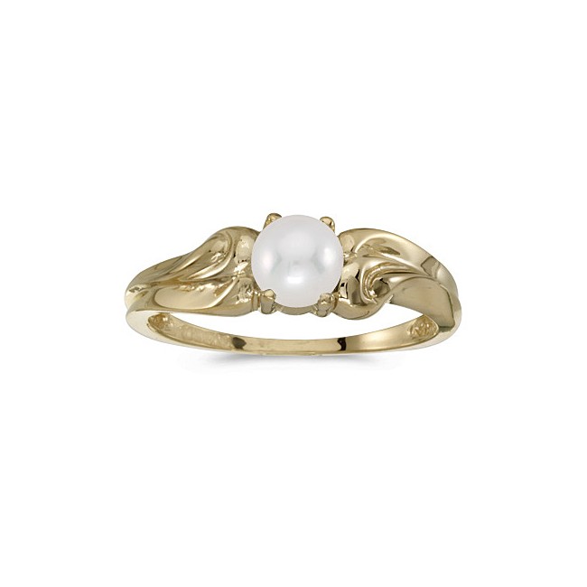 10k Yellow Gold Pearl And Diamond Ring