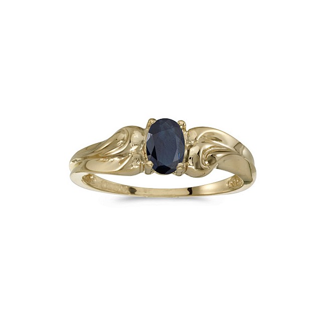 10k Yellow Gold Oval Sapphire And Diamond Ring