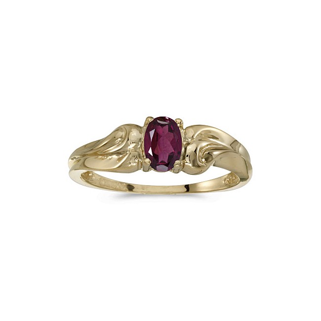 10k Yellow Gold Oval Rhodolite Garnet And Diamond Ring