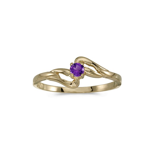 10k Yellow Gold Round Amethyst Ring