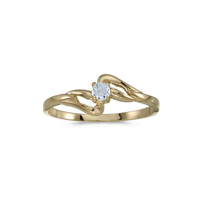 10k Yellow Gold Round Aquamarine Ring