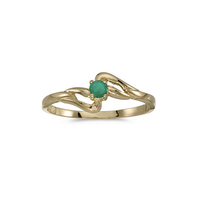 10k Yellow Gold Round Emerald Ring
