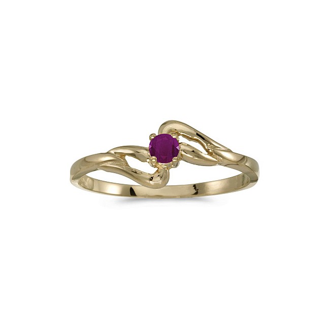 10k Yellow Gold Round Ruby Ring