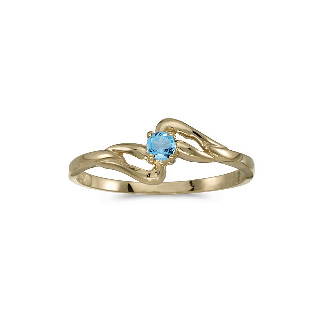 10k Yellow Gold Round Blue Topaz Ring