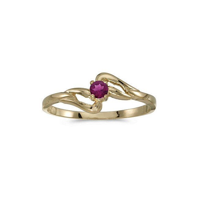 10k Yellow Gold Round Rhodolite Garnet Ring