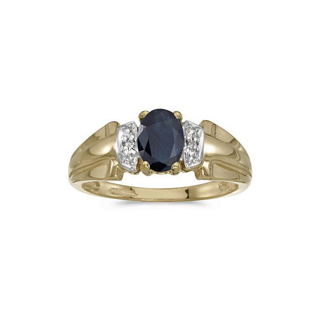 10k Yellow Gold Oval Sapphire And Diamond Ring