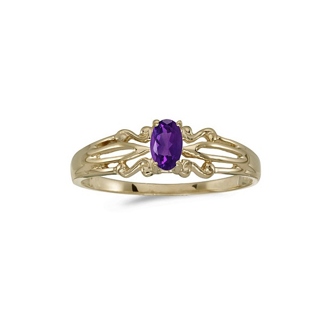 10k Yellow Gold Oval Amethyst Ring