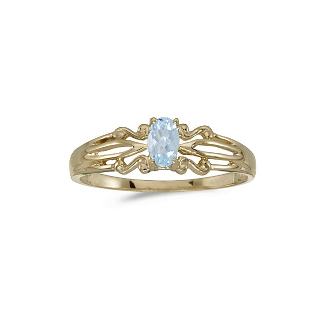 10k Yellow Gold Oval Aquamarine Ring