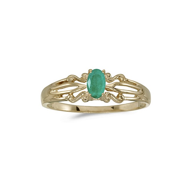 10k Yellow Gold Oval Emerald Ring