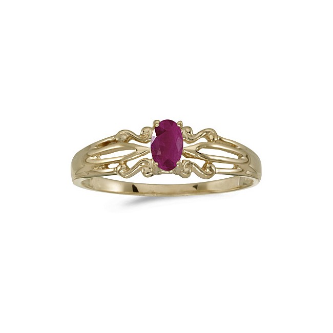 10k Yellow Gold Oval Ruby Ring