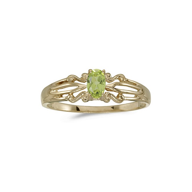 10k Yellow Gold Oval Peridot Ring