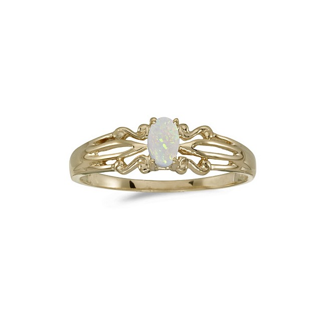 10k Yellow Gold Oval Opal Ring