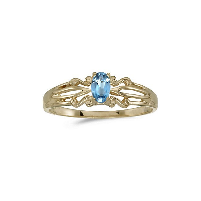 10k Yellow Gold Oval Blue Topaz Ring