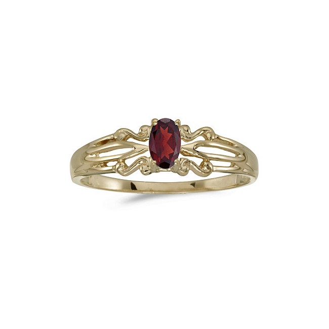 14k Yellow Gold Oval Garnet Ring