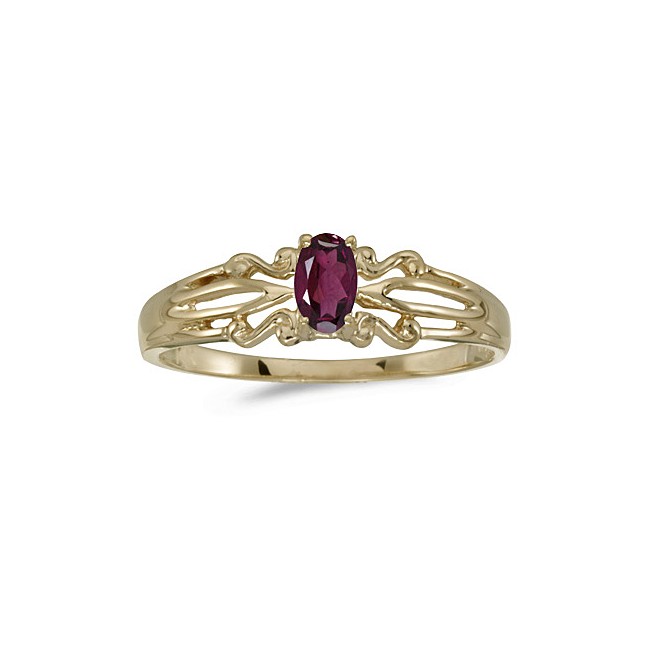 14k Yellow Gold Oval Rhodolite Garnet Ring