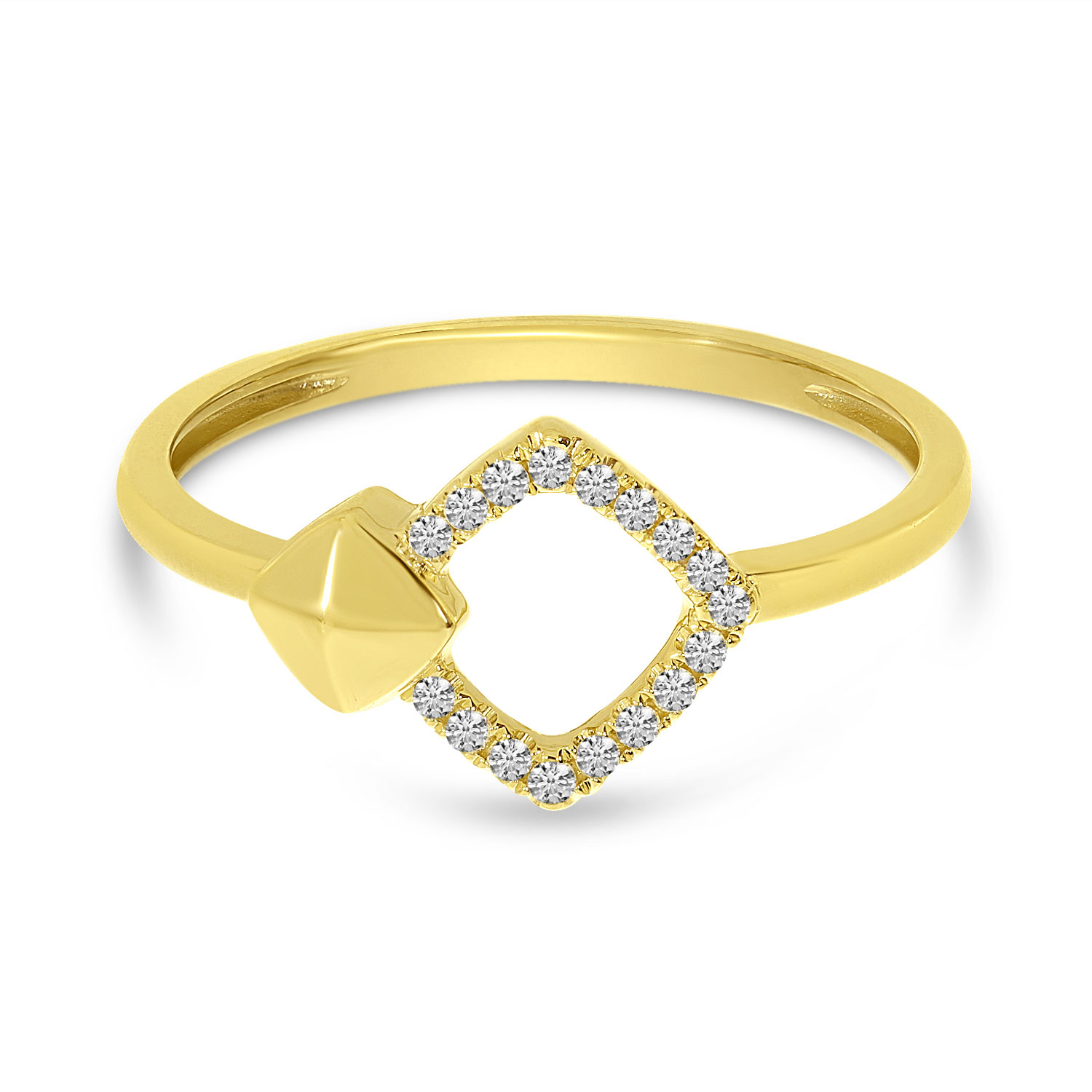 14K Yellow Gold Diamond Open Square Ring