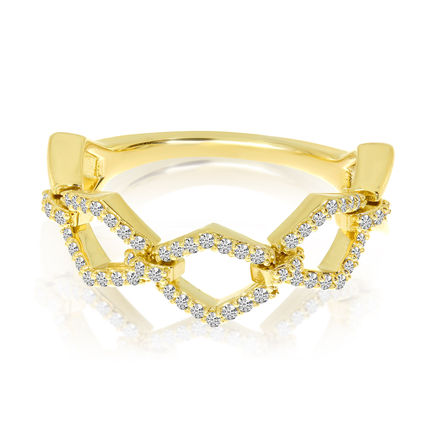 14K Yellow Gold Movable Link Ring