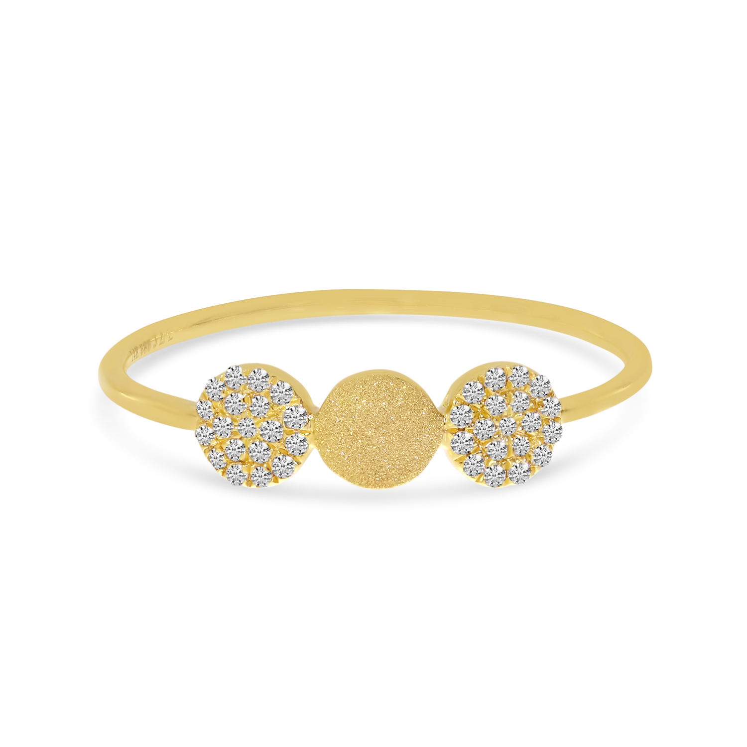 14K Yellow Gold Three Disc Diamond Stackable Ring