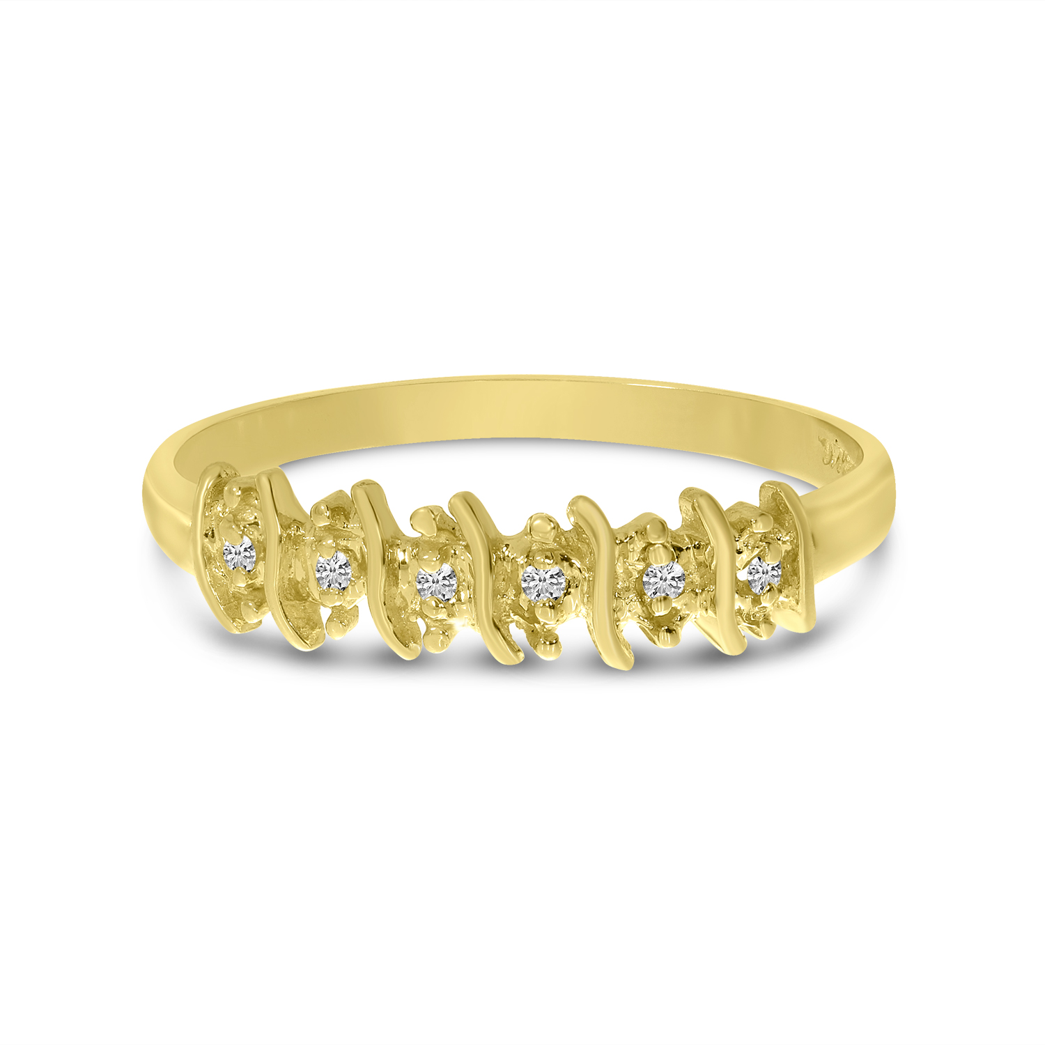 14K Yellow Gold Textured Diamond Band