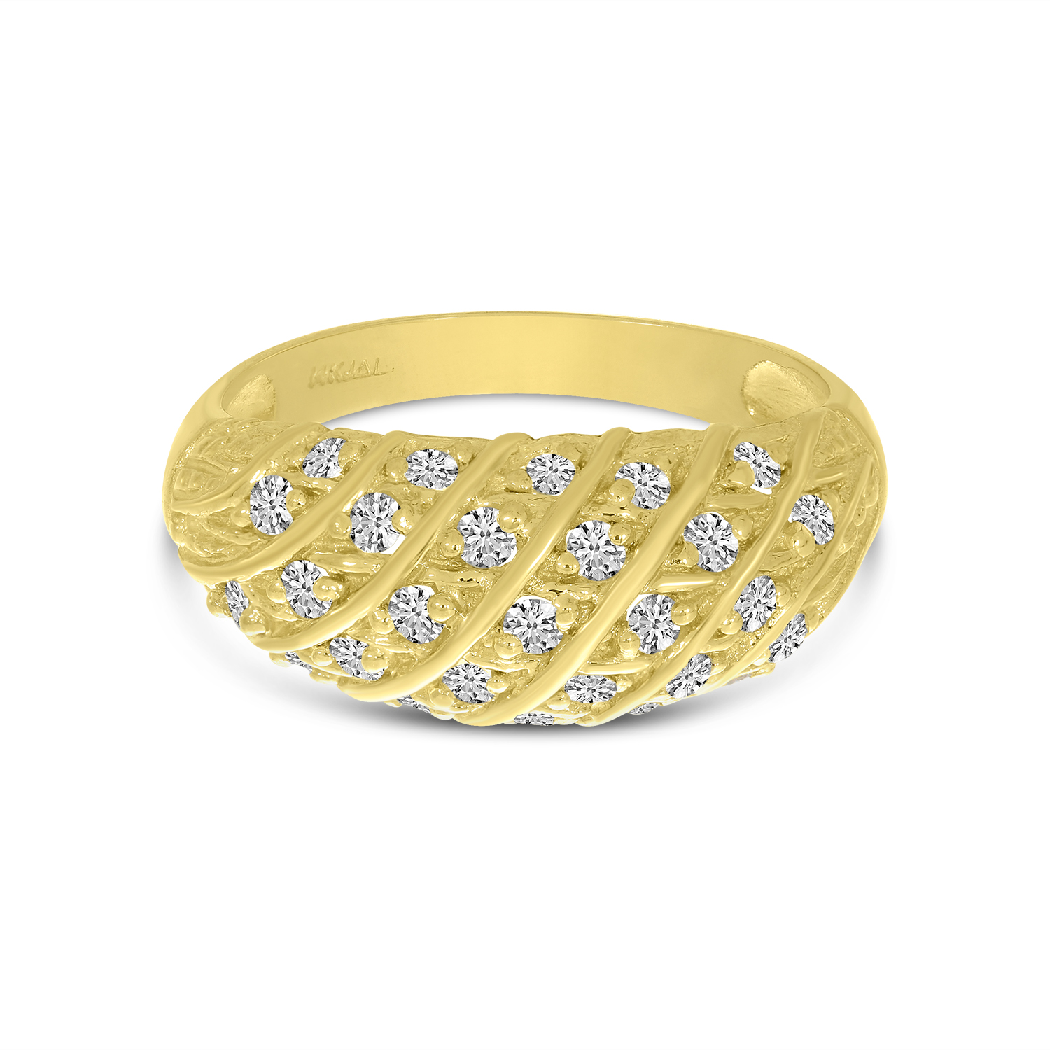 14K Yellow Gold Diamond Dome Ring
