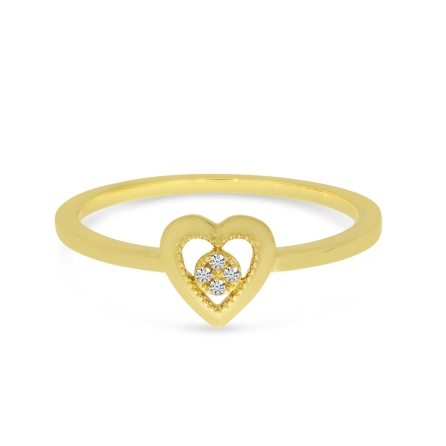 14K Yellow Gold Small Diamond Heart Ring