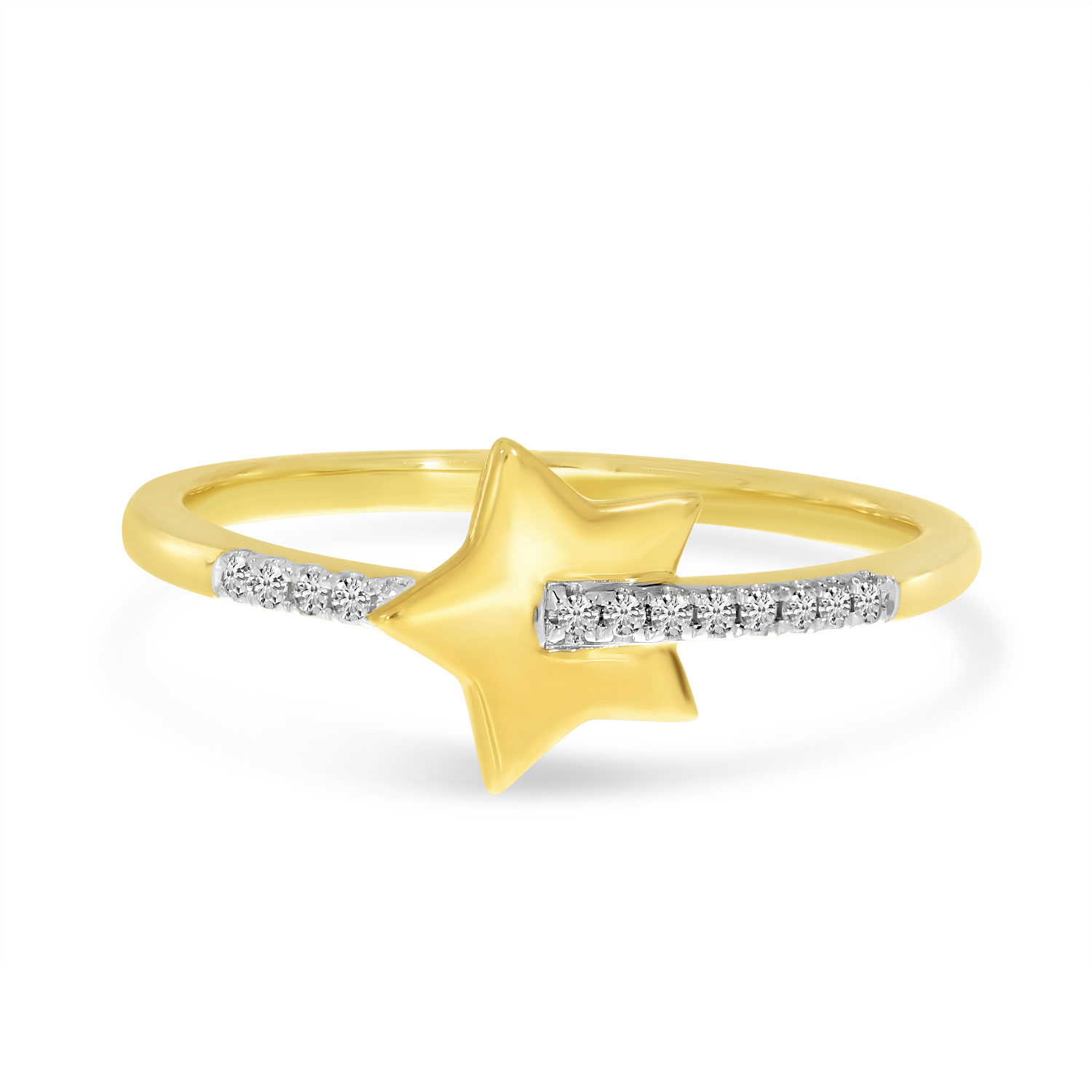 14K Yellow Gold Diamond Shooting Star Fashion Ring