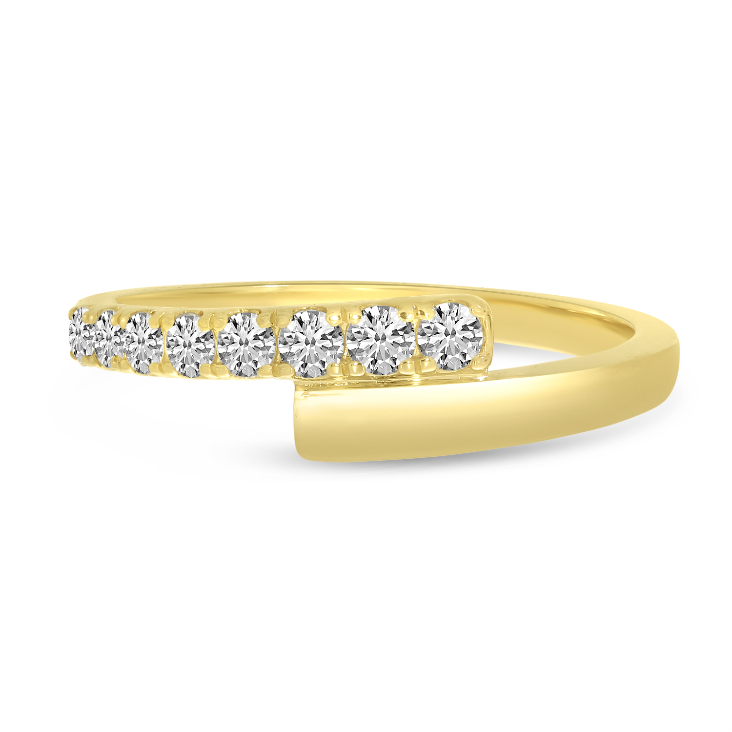 14K Yellow Gold Diamond Crossover Band Ring