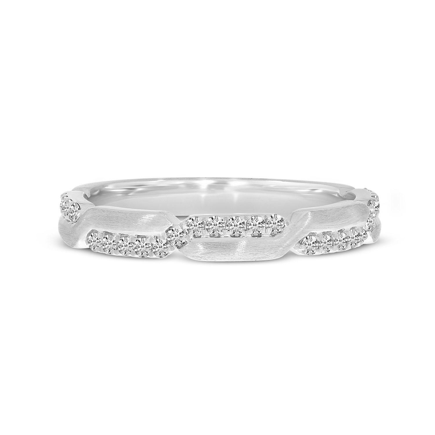 14K White Gold Alternating Diamond and Gold Band