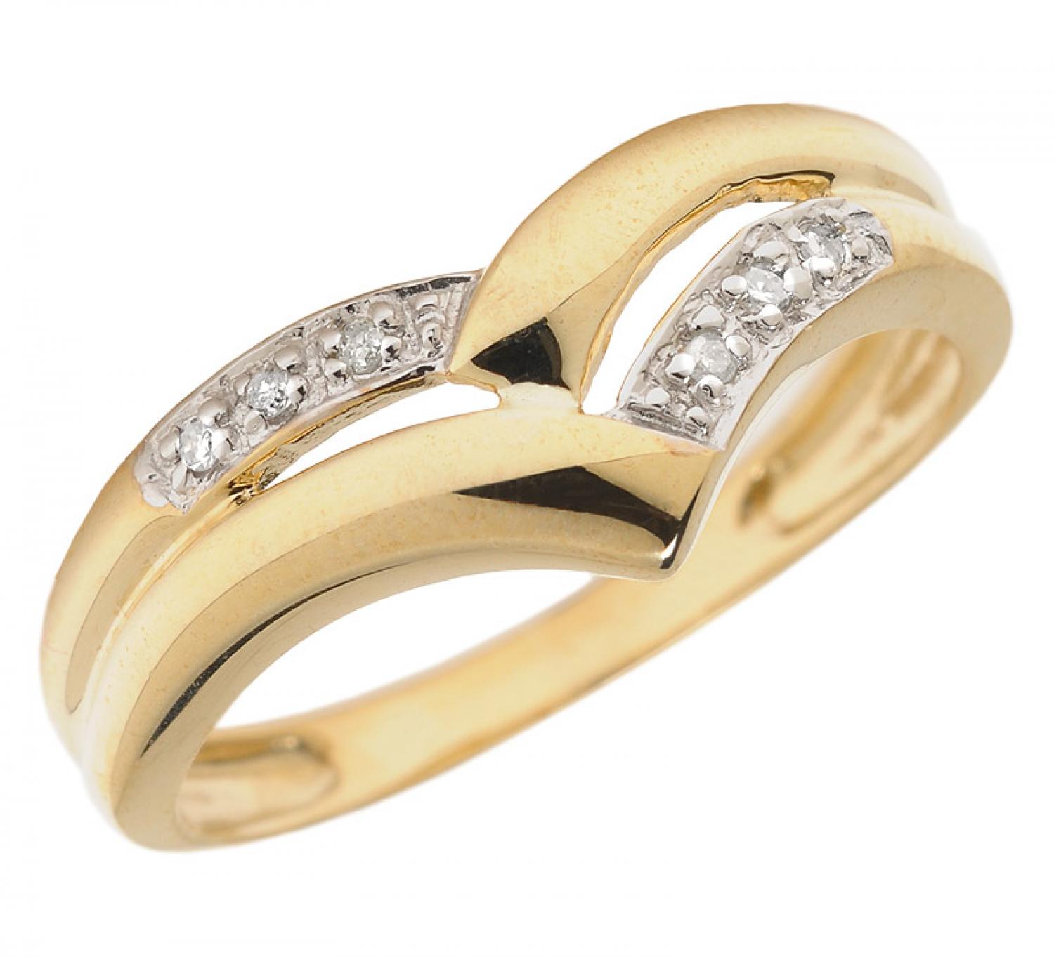 10K Yellow Gold Diamond Chevron Ring