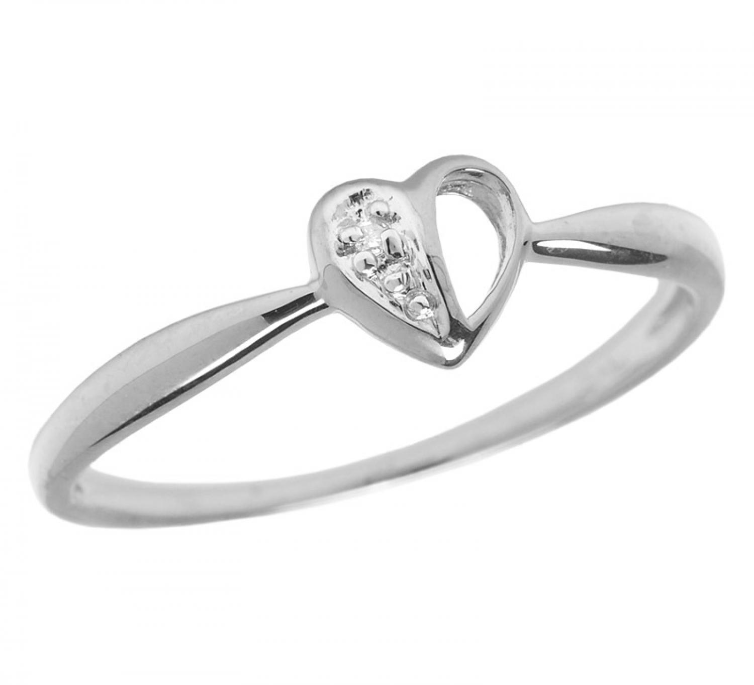 10K White Gold Diamond Heart Ring