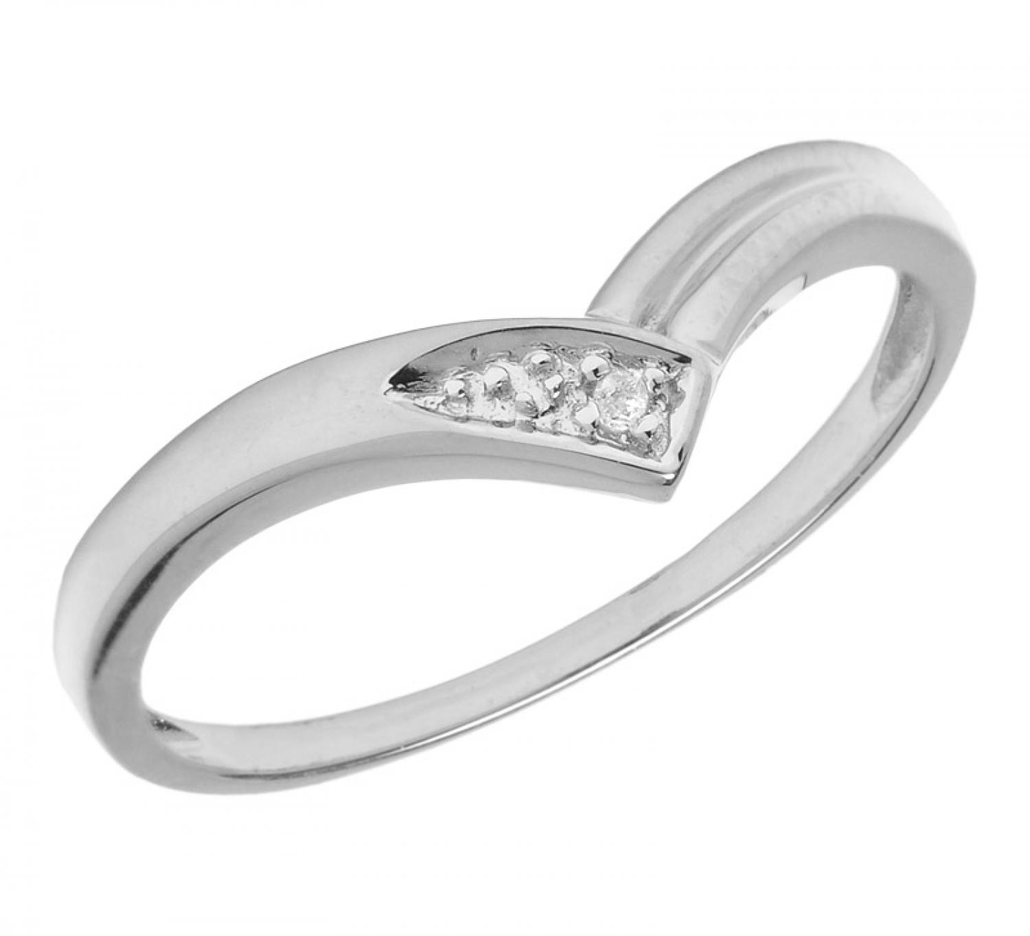 14K White Gold Diamond Chevron Ring