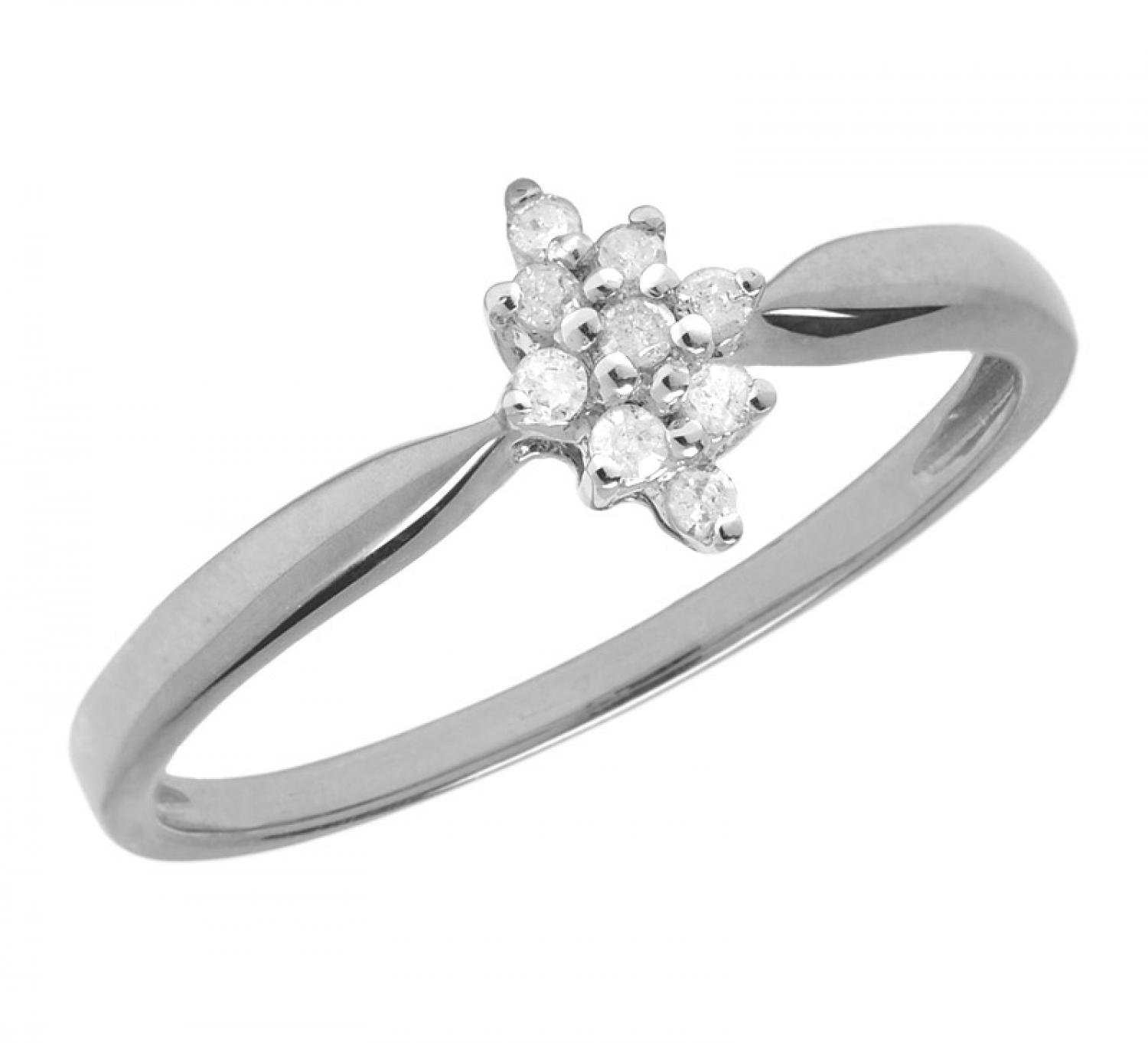 14K White Gold Diamond Cluster Ring