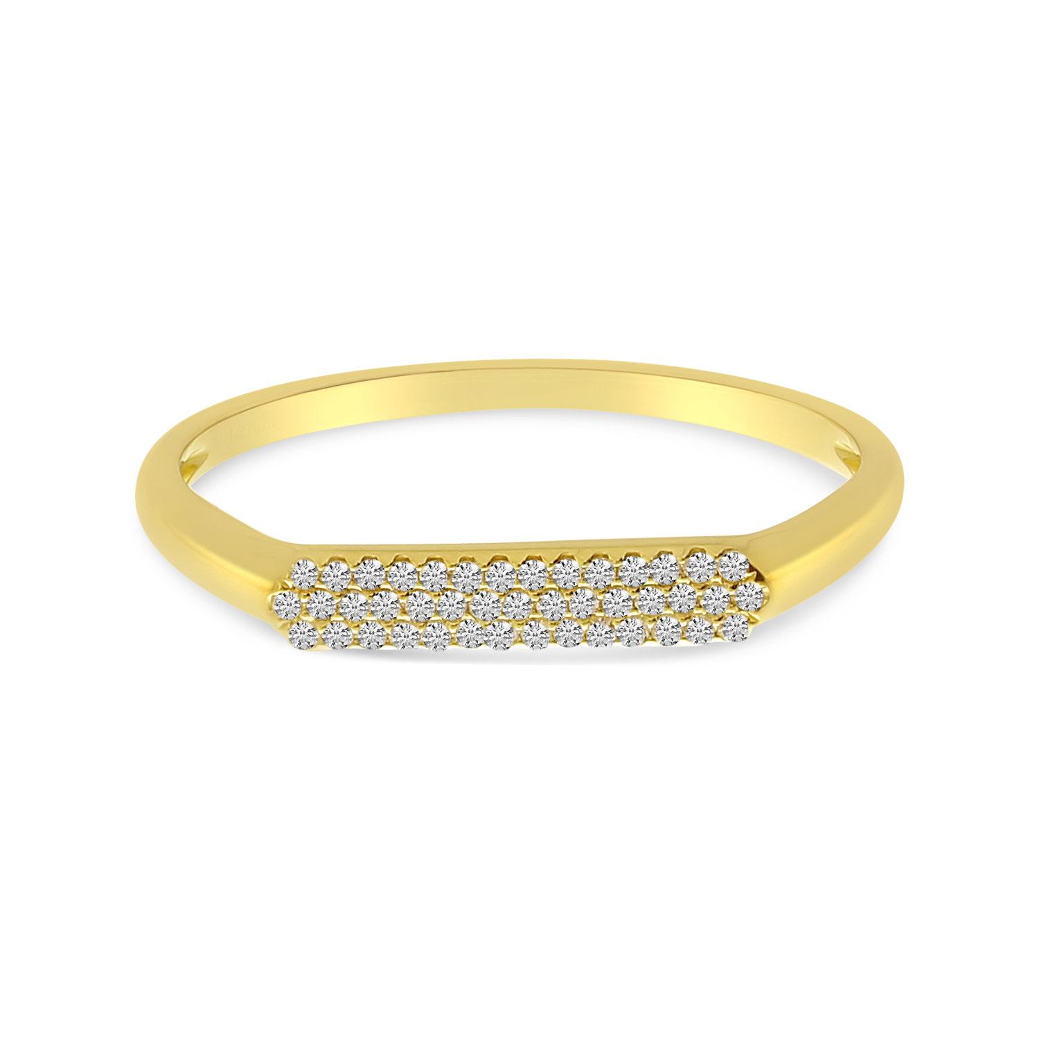 14K Yellow Gold Pave Diamond Stackable Ring