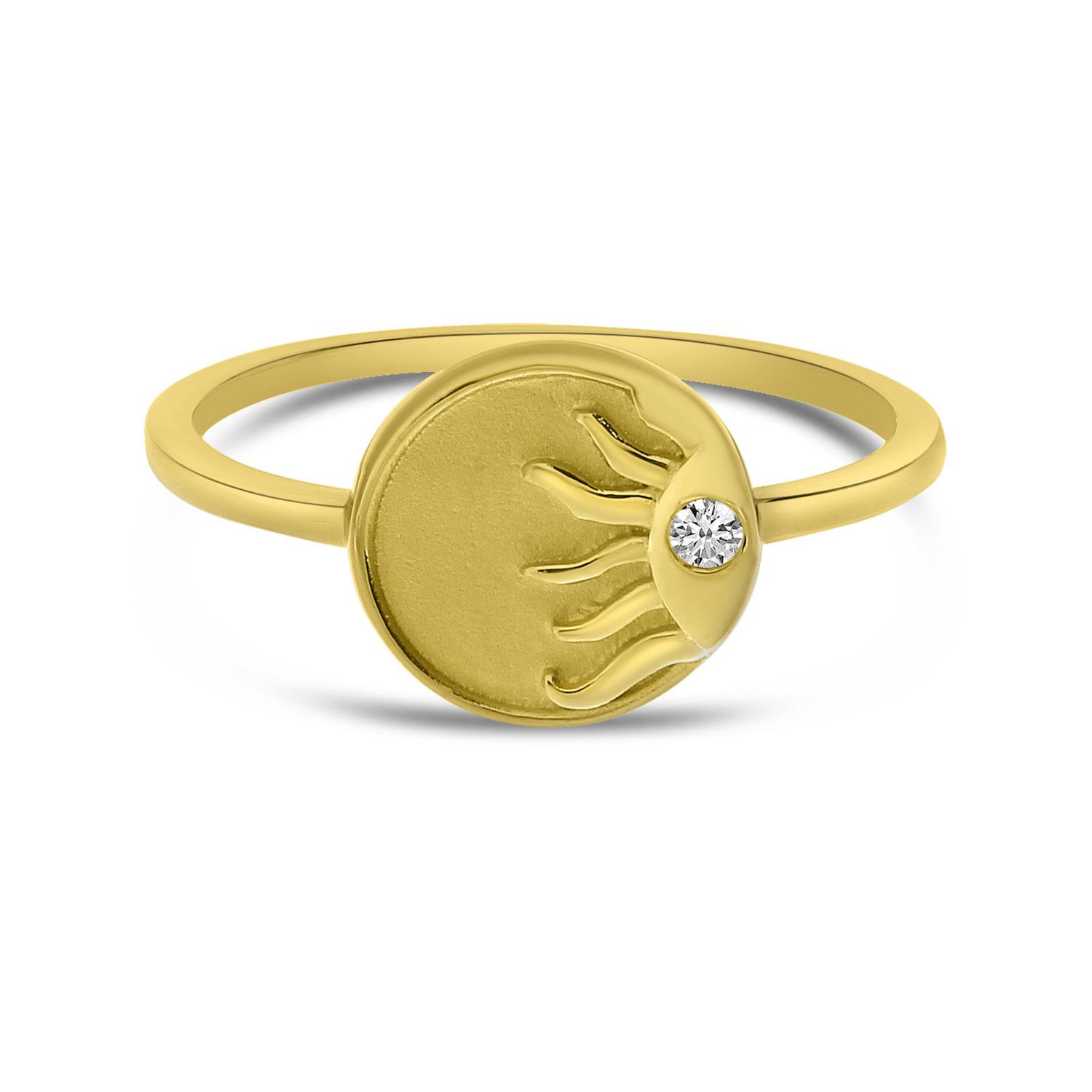 14K Yellow Gold Diamond Sunburst Ring