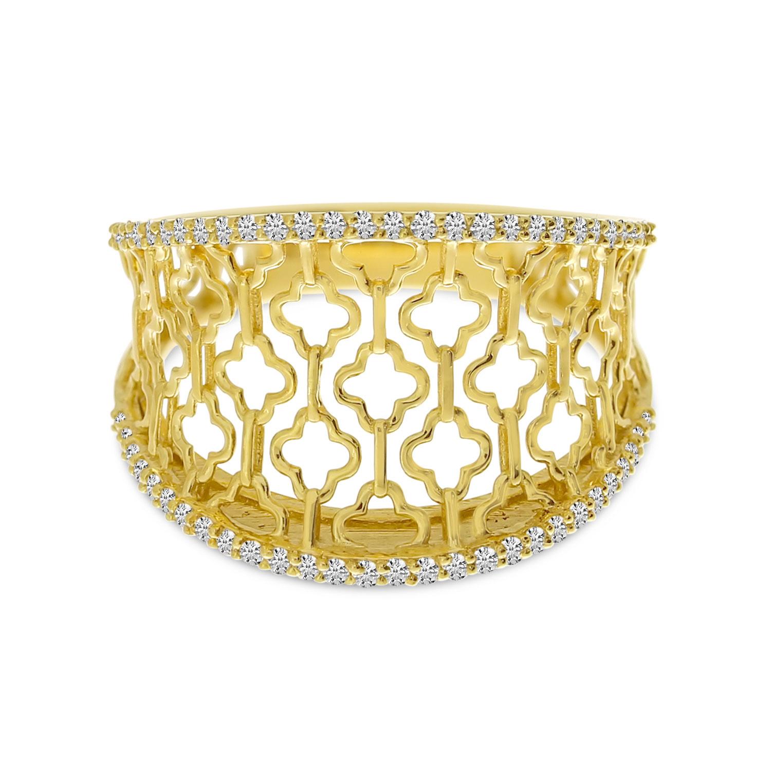 14K Yellow Gold Diamond Light Weight Filigree Band