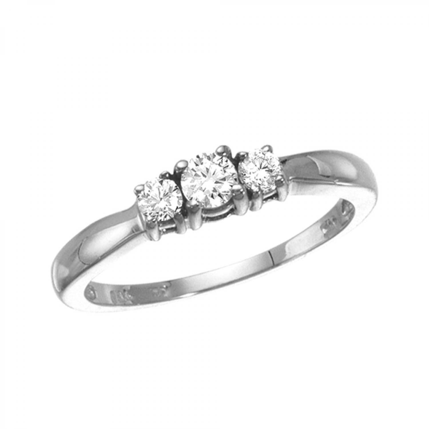 14k White Gold 0.25 Ct Three Stone Diamond Ring