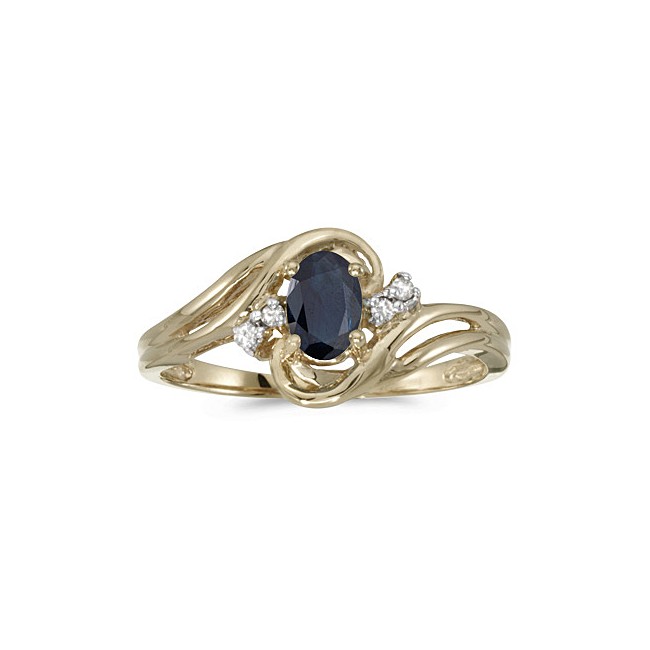 10k Yellow Gold Oval Sapphire And Diamond Ring