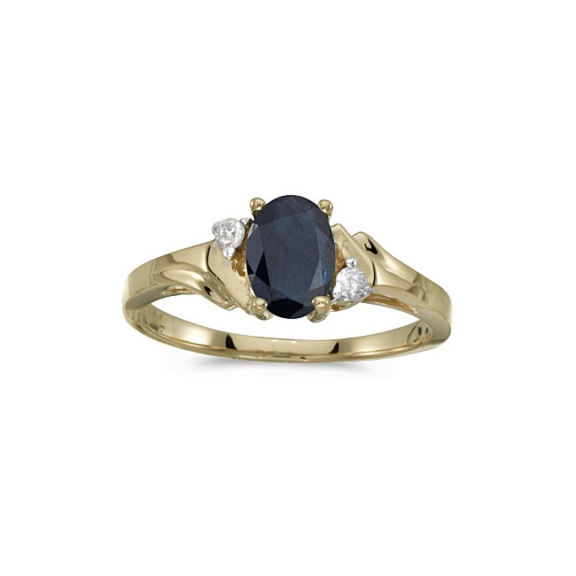 10k Yellow Gold Oval Sapphire And Diamond Ring