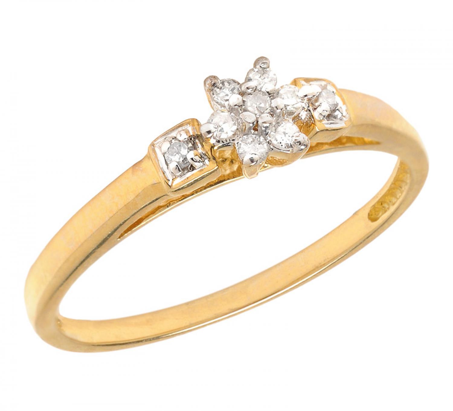 10K Yellow Gold Diamond Cluster Ring