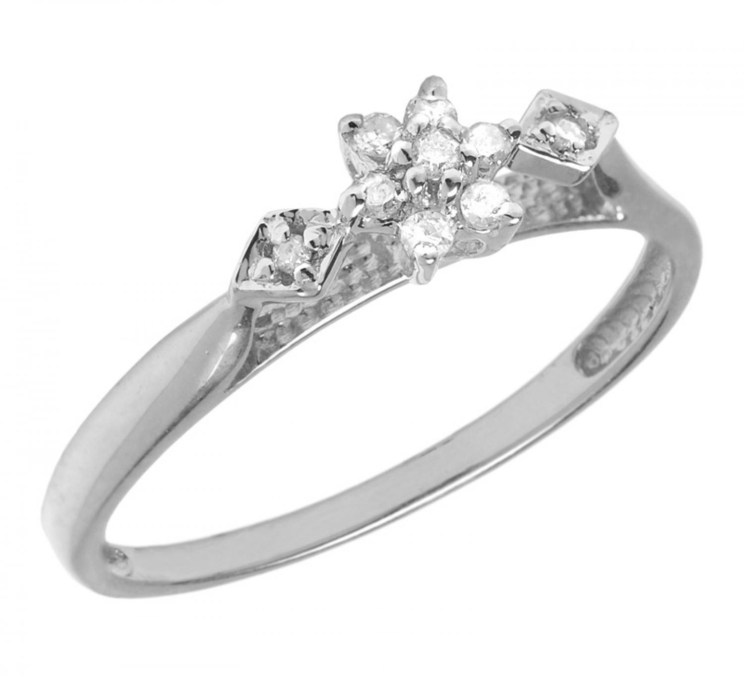 10K White Gold Diamond Cluster Ring