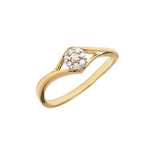 10K Yellow Gold Diamond Cluster Ring