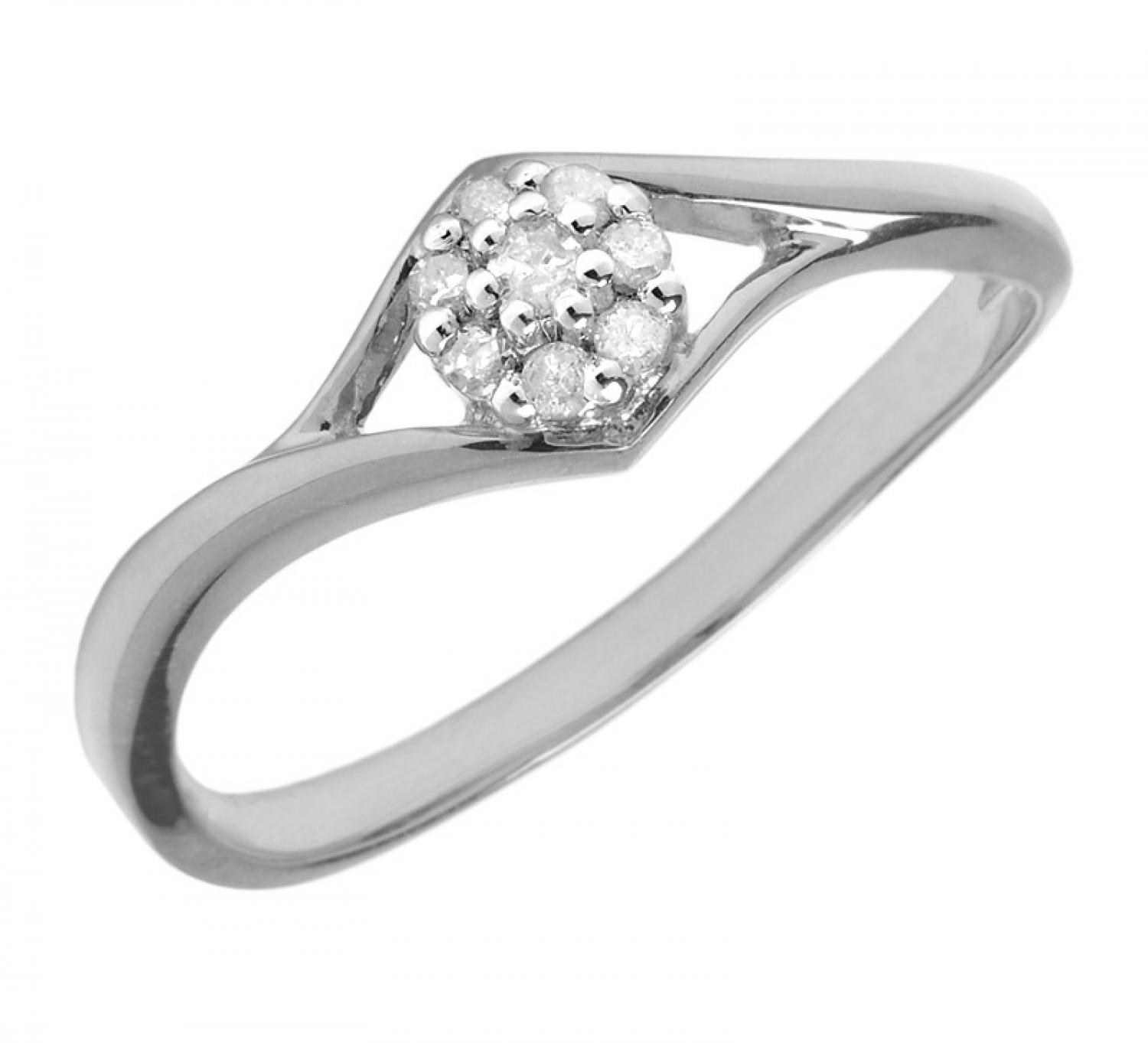 10K White Gold Diamond Cluster Ring